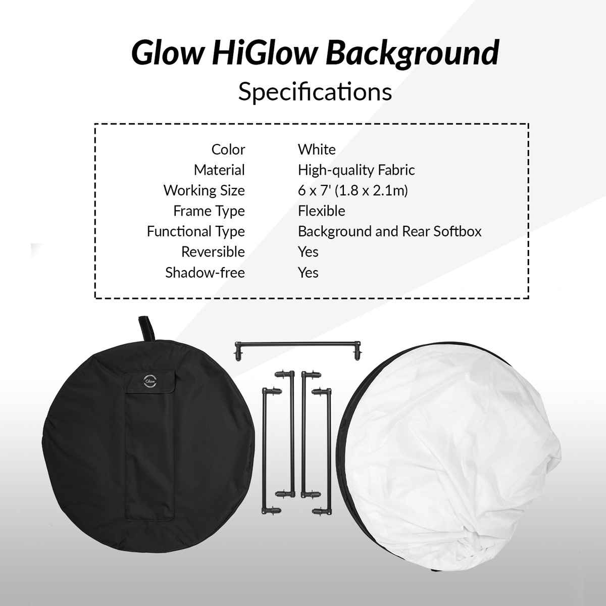 Glow 6×7′ HiGlow Illuminated White Background