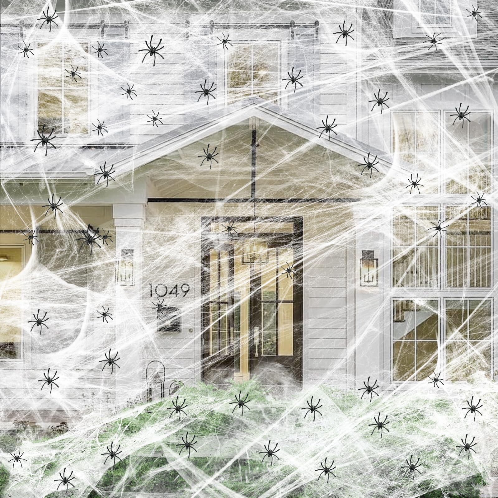 Famoby 1200 sqft Halloween Spider Webs & 50pcs Fake Spiders Super Stretch Cob…