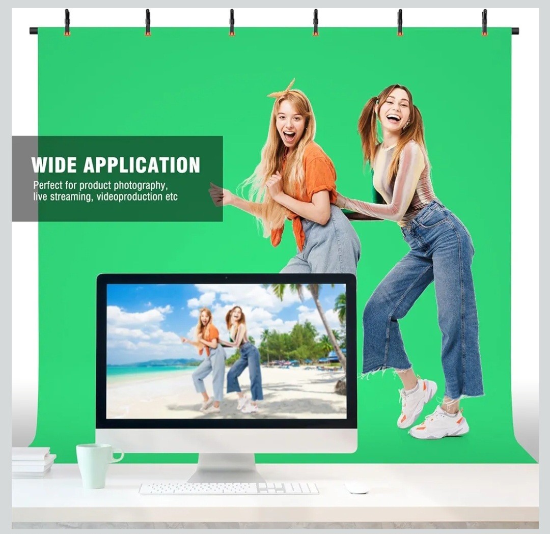 Forlogic Green Screen Backdrop Kit with Stand, 8×7.2ft Portable GreenScreen…