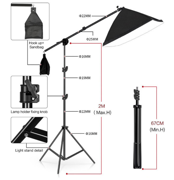 Photography Lighting Kit Including 2x2M Background Muslin Photo Studio Lighting