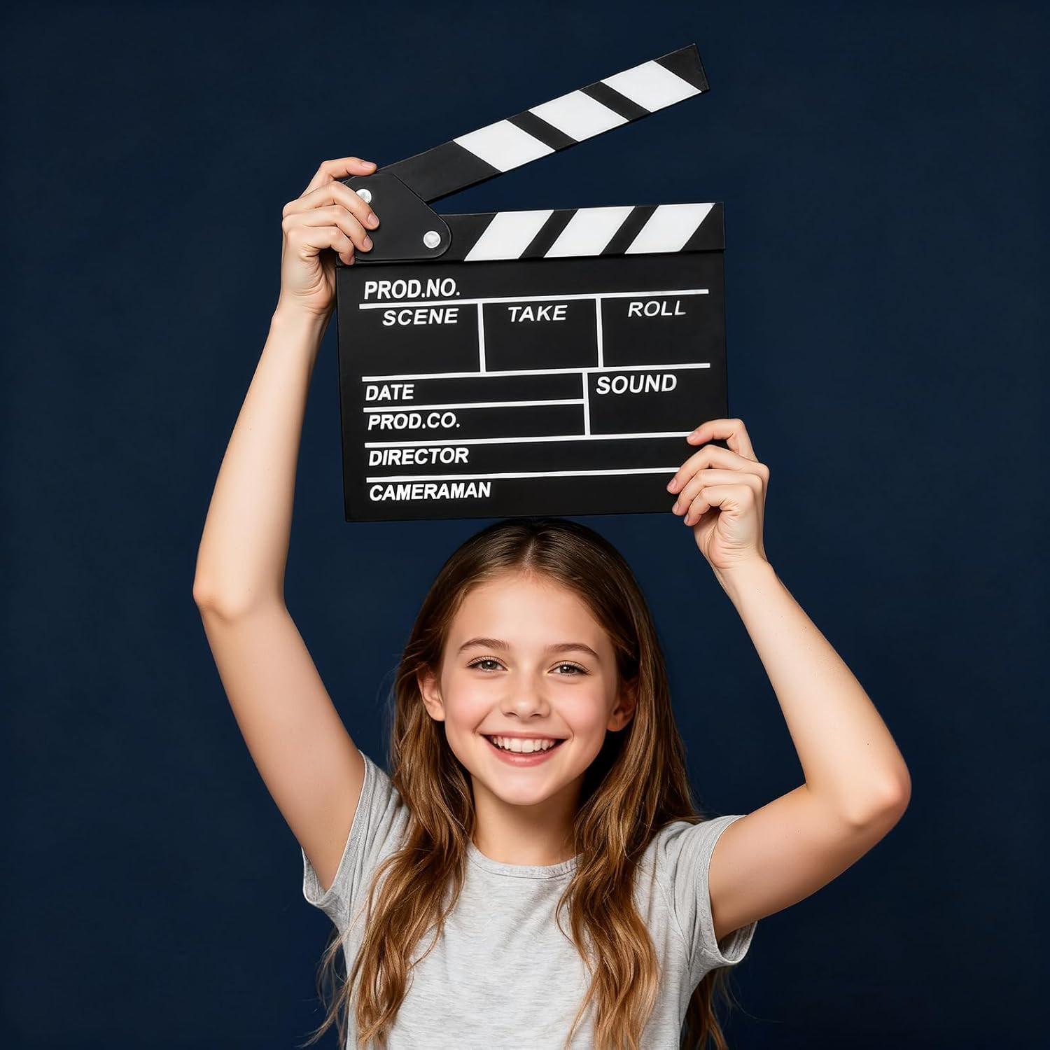 Hollywood Wooden Clapboard with Erasable Pen for Film and Photography Studio