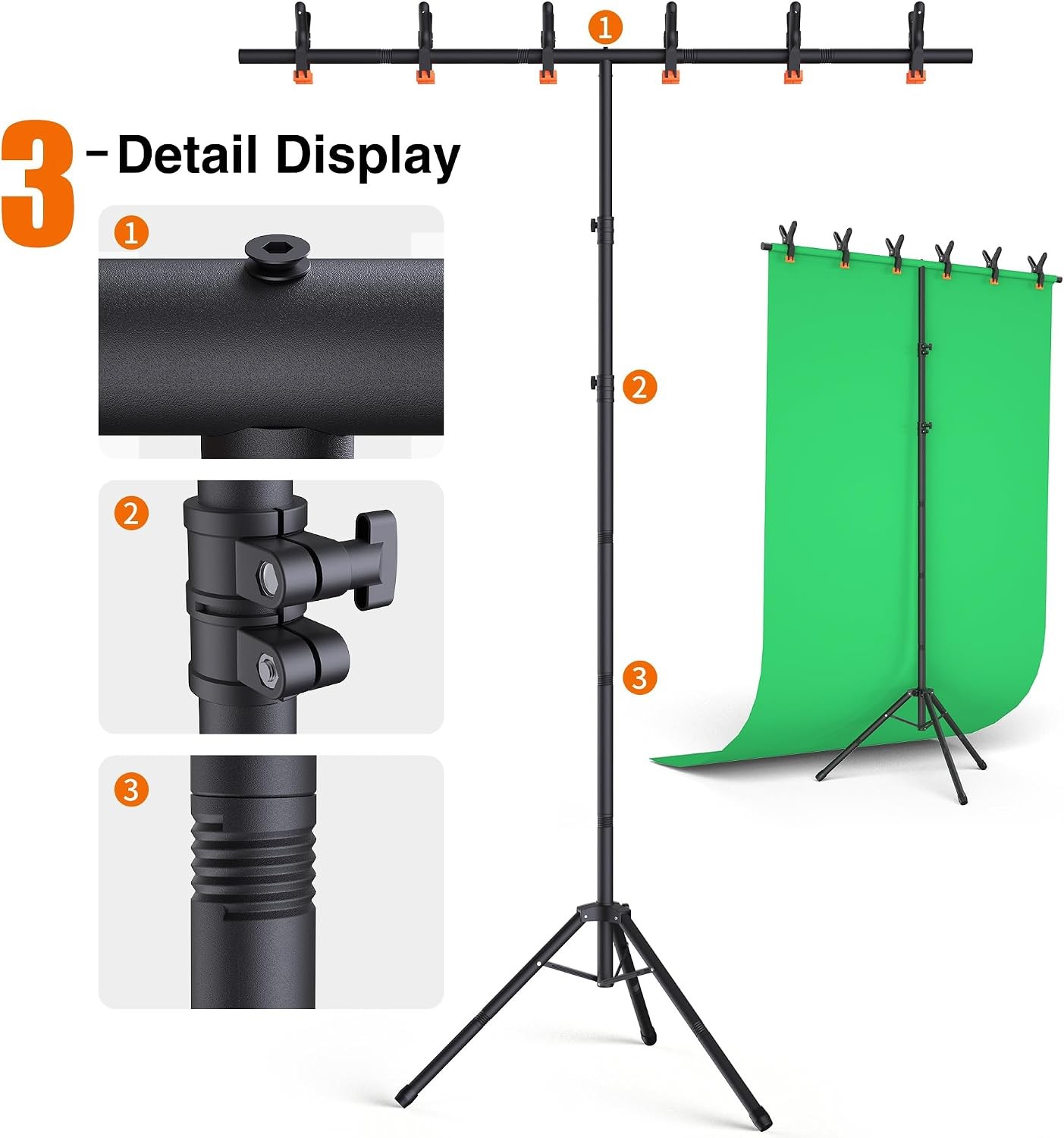 Portable T-Shape Backdrop Stand Support Kit 8×5.3ft Adjustable Photo Green