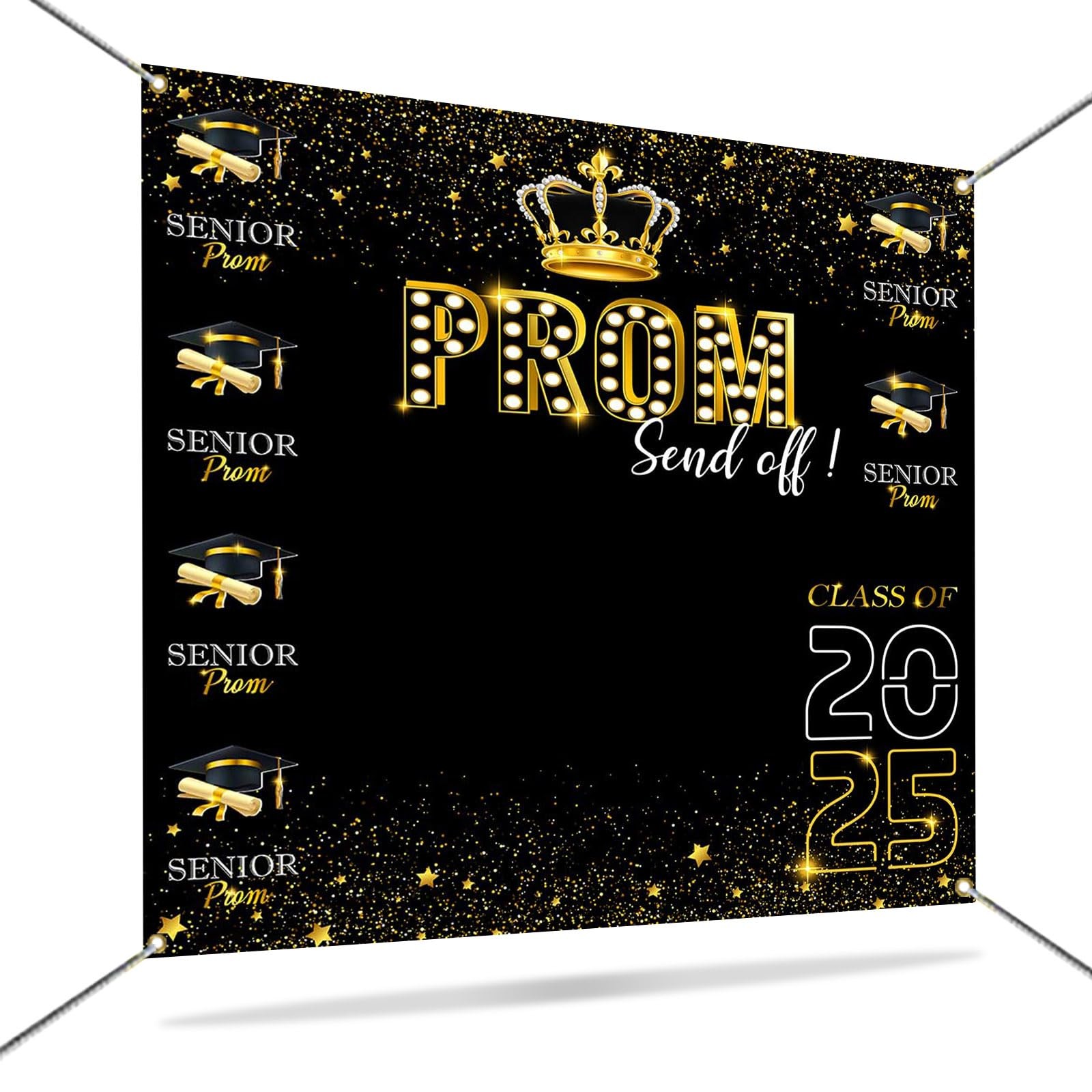 70.8×70.8 Prom 2025 Backdrop, Gold, Congratulations, Graduation Party Bkgd