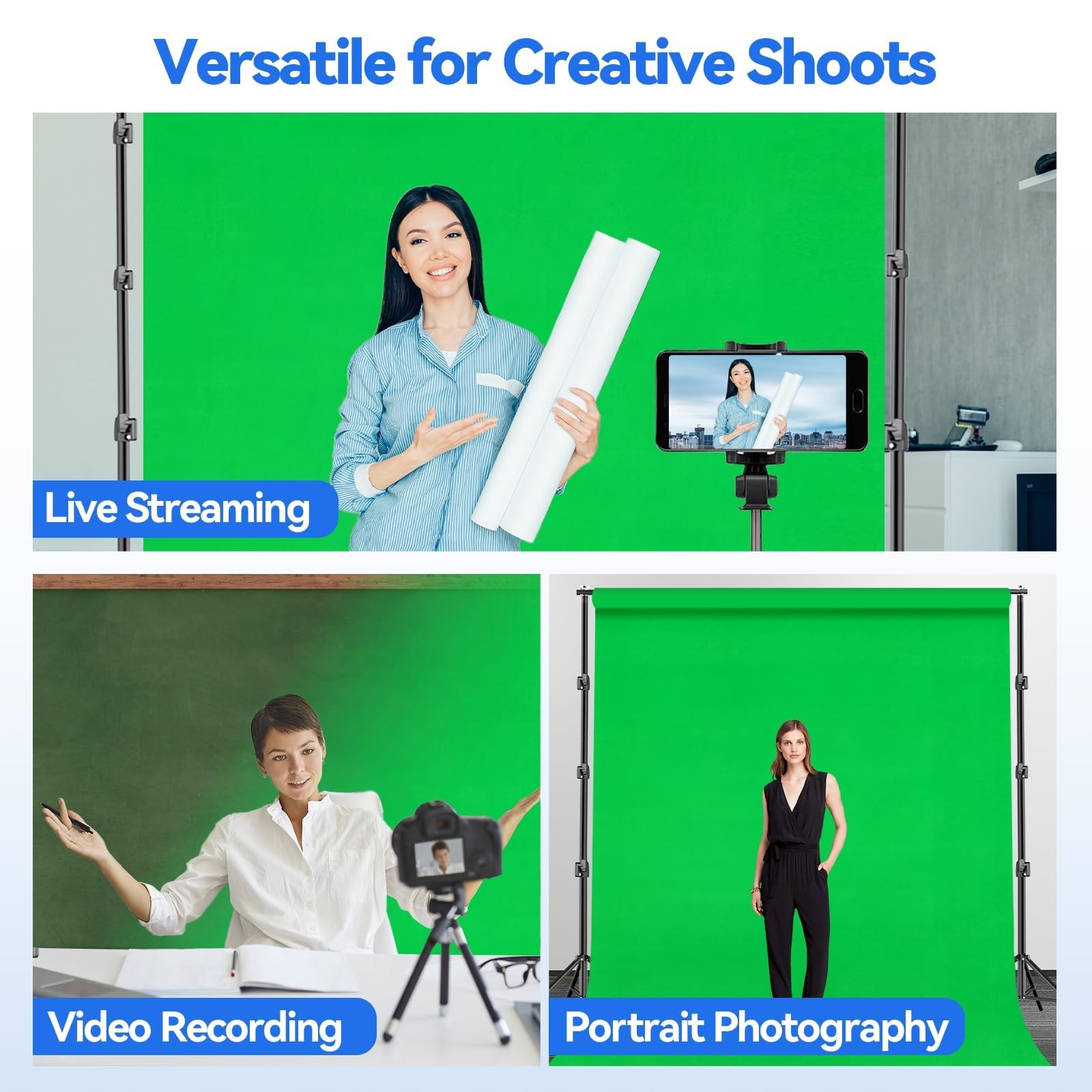 EMART 10 x 10ft Green Screen Backdrop 10*10ft Stand/10*20ft Backdrop,