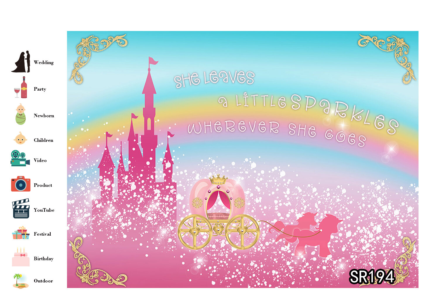 7x5ft Vinyl Studio Backdrop Background Princess Birthday Decor Carriage Castle