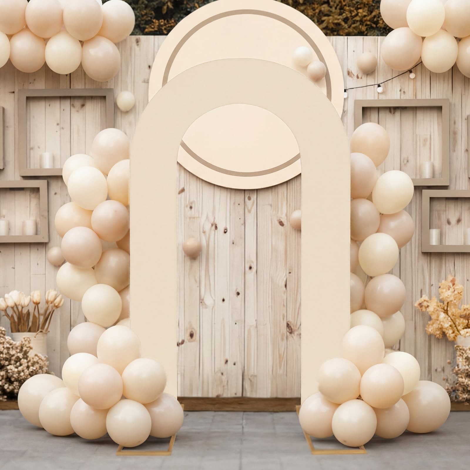 8 feet Open Arch Backdrop Cover Beige Spandex Fitted Round Top Wedding Arches…