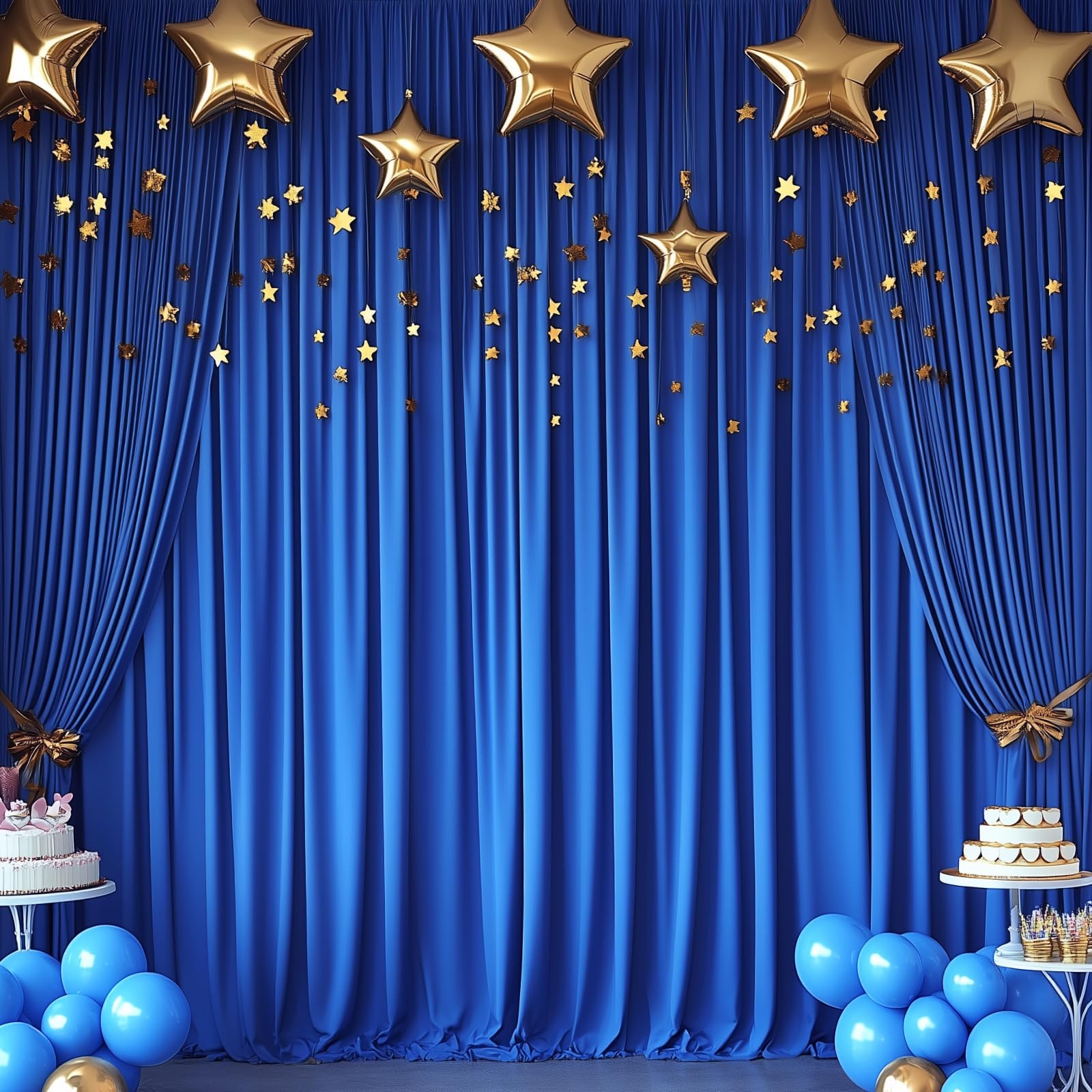 10x10FT Wrinkle Free Royal Blue Backdrop Curtains for Parties Blue Curtain Ba…