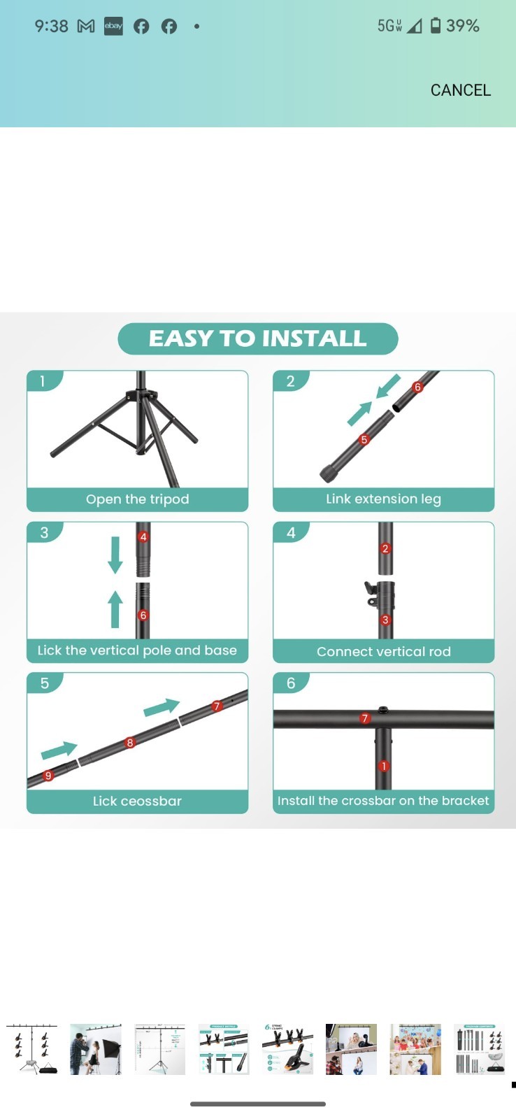 T-Shape Backdrop Stand Kit – 8 x 5.3ft Adjustable Photo Backdrop Stand -…