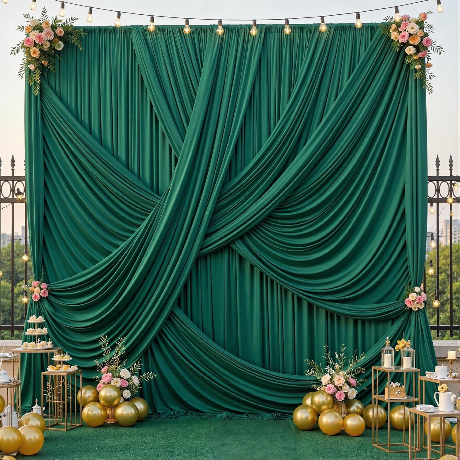10ft×12ft Ivory Backdrop Curtain Wedding Parties 2 Panels Wrinkle Free Polyester