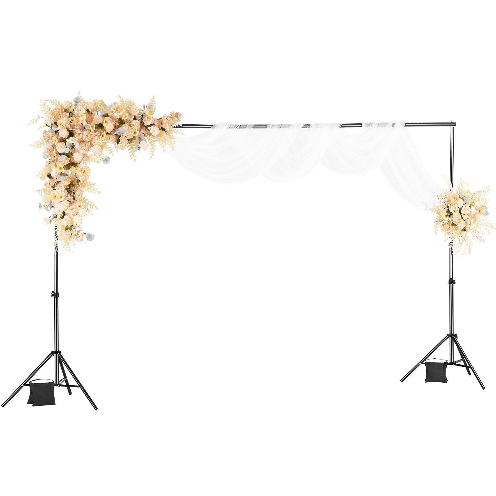 6.5x10ft Studio Backdrop Stand – Adjustable Poles (72–198cm), 5 Crossbars, Clips