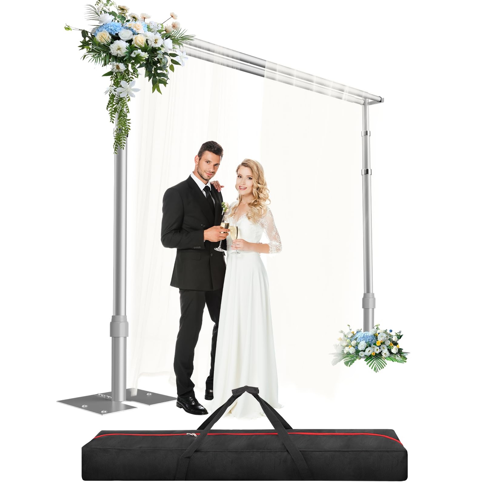 Heavy Duty Backdrop Stand 8.9x10ft, Double Crossbar Pipe and Drape Backdrop S…