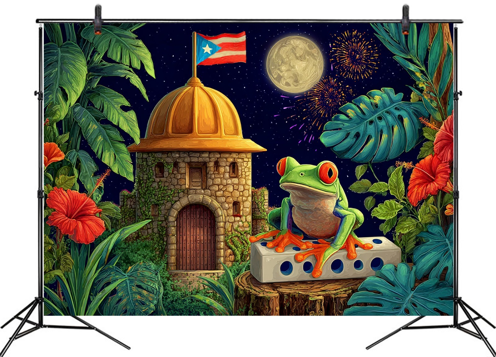10x8ft Puerto Rico Flag Backdrop Banner for Indoor Outdoor Party Background