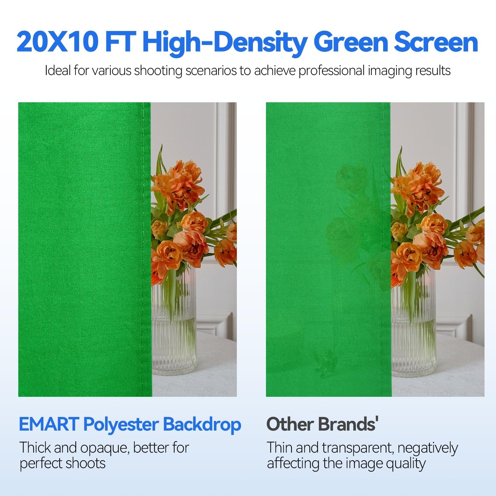 EMART 10 x 10ft Green Screen Backdrop 10*10ft Stand/10*20ft Backdrop,
