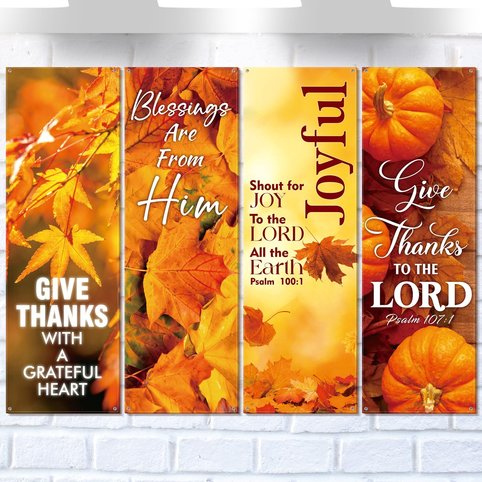 4 Pcs Church Banners for Sanctuary Wall Fall Harvest Banners with Scripture B…