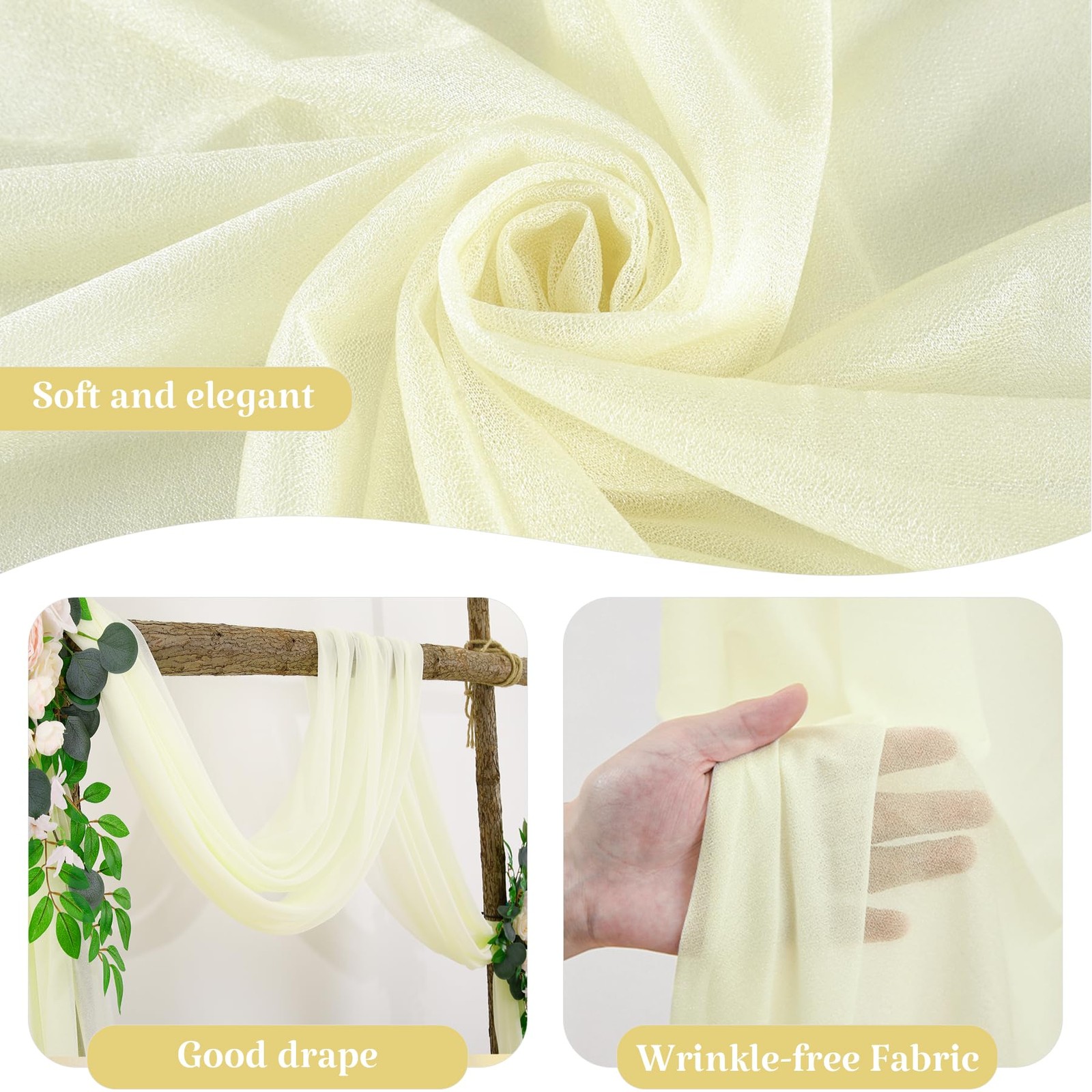 1 PCS 28 Inch x 19 Ft Ivory Sheer Wedding Arch Backdrop Curtain Drape Party