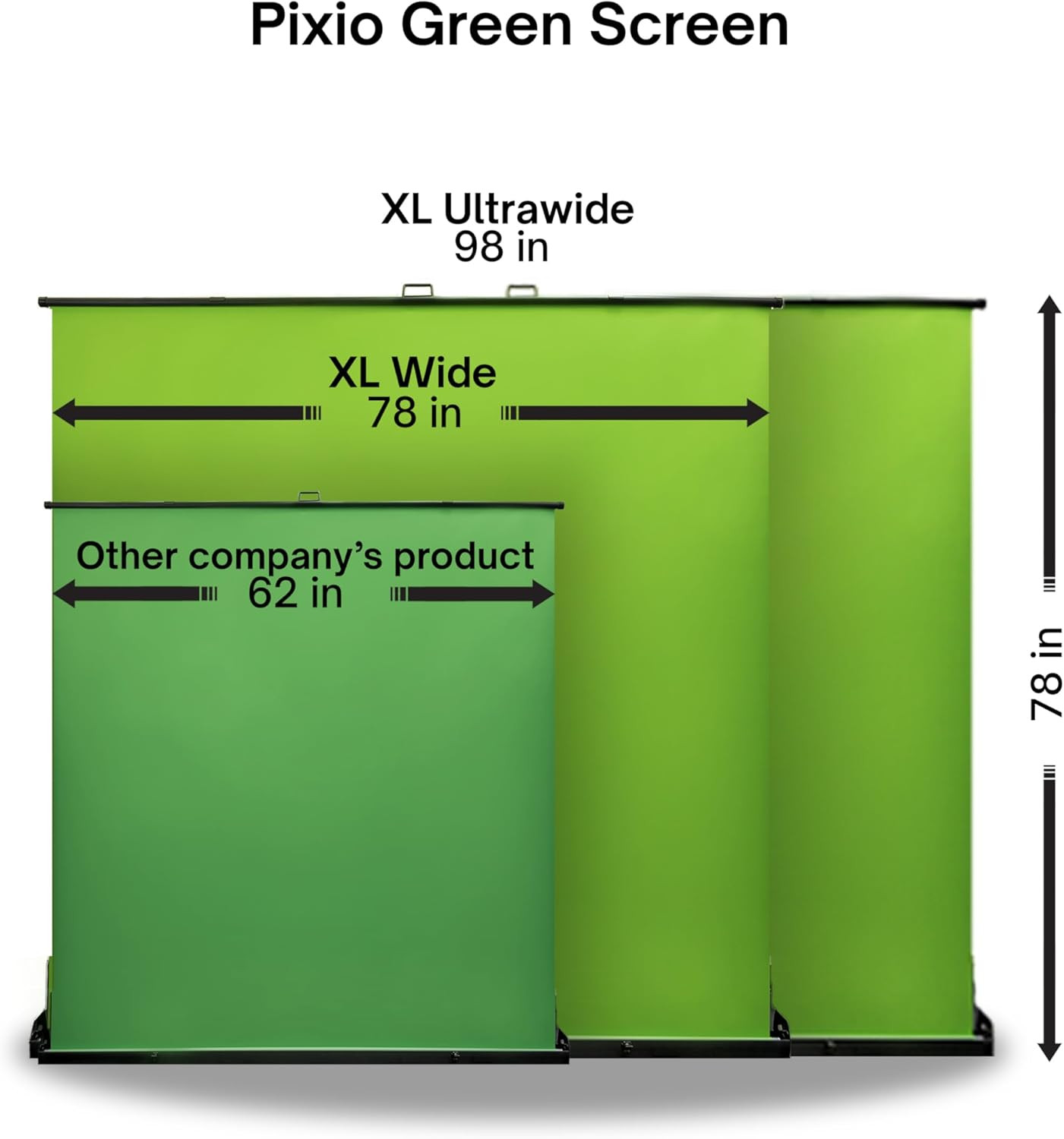 [Wide Version] Green Screen Extra Large Backdrop 78″ L X 78″ W – Free Standing,