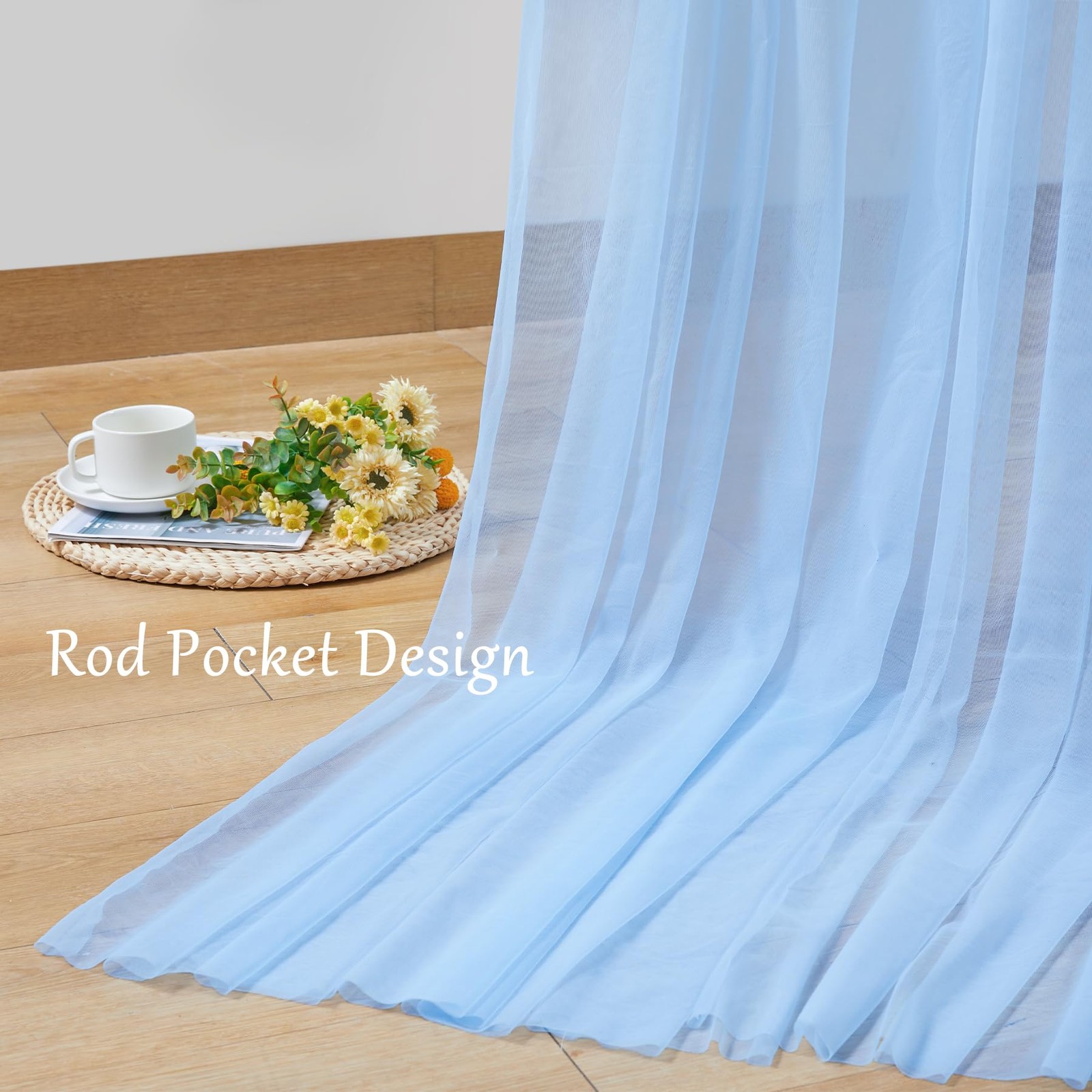 10×10 Blue Tulle Backdrop Curtains Sheer Wedding Photo Background Drapes