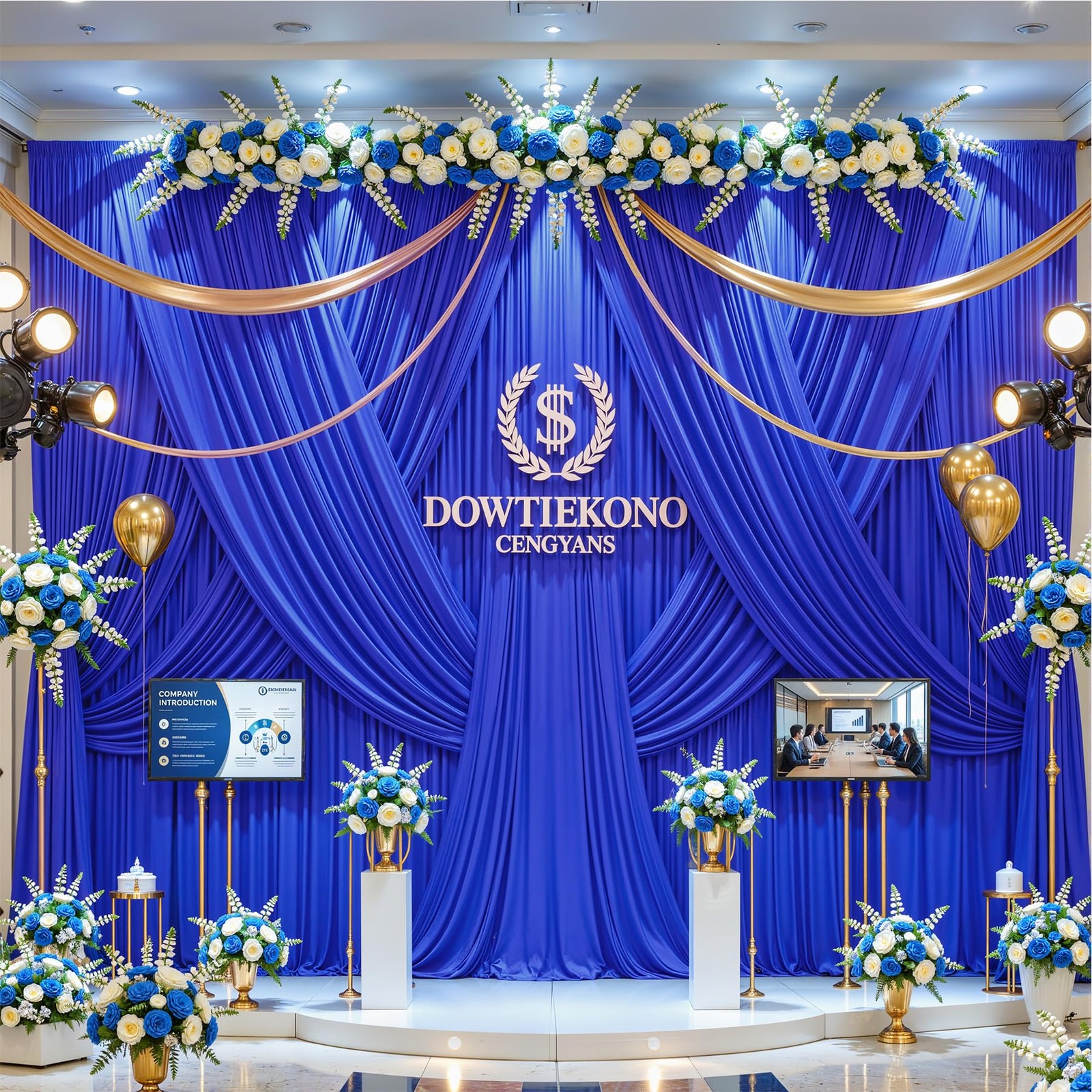 20ft×12ft Royal Blue Backdrop Curtain for Wedding Parties, Wrinkle Free Polye…