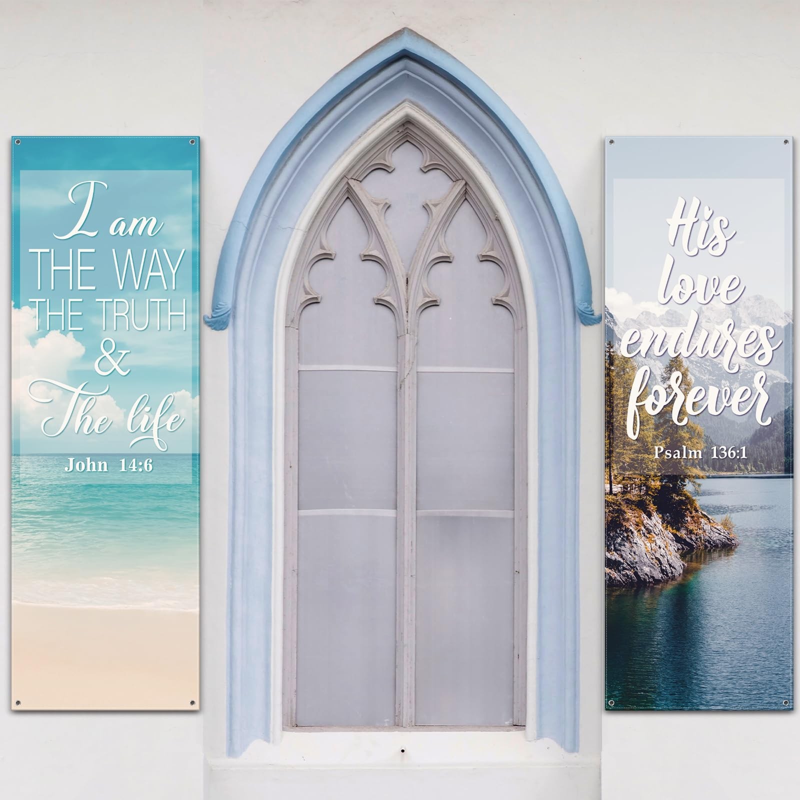 4 Pcs 4th of July Church Banners Independence Day Christian Banners with Scri…