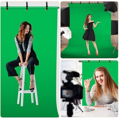 Green Screen Backdrop Kit 6.5×5 ft Portable Chroma Key Background with T