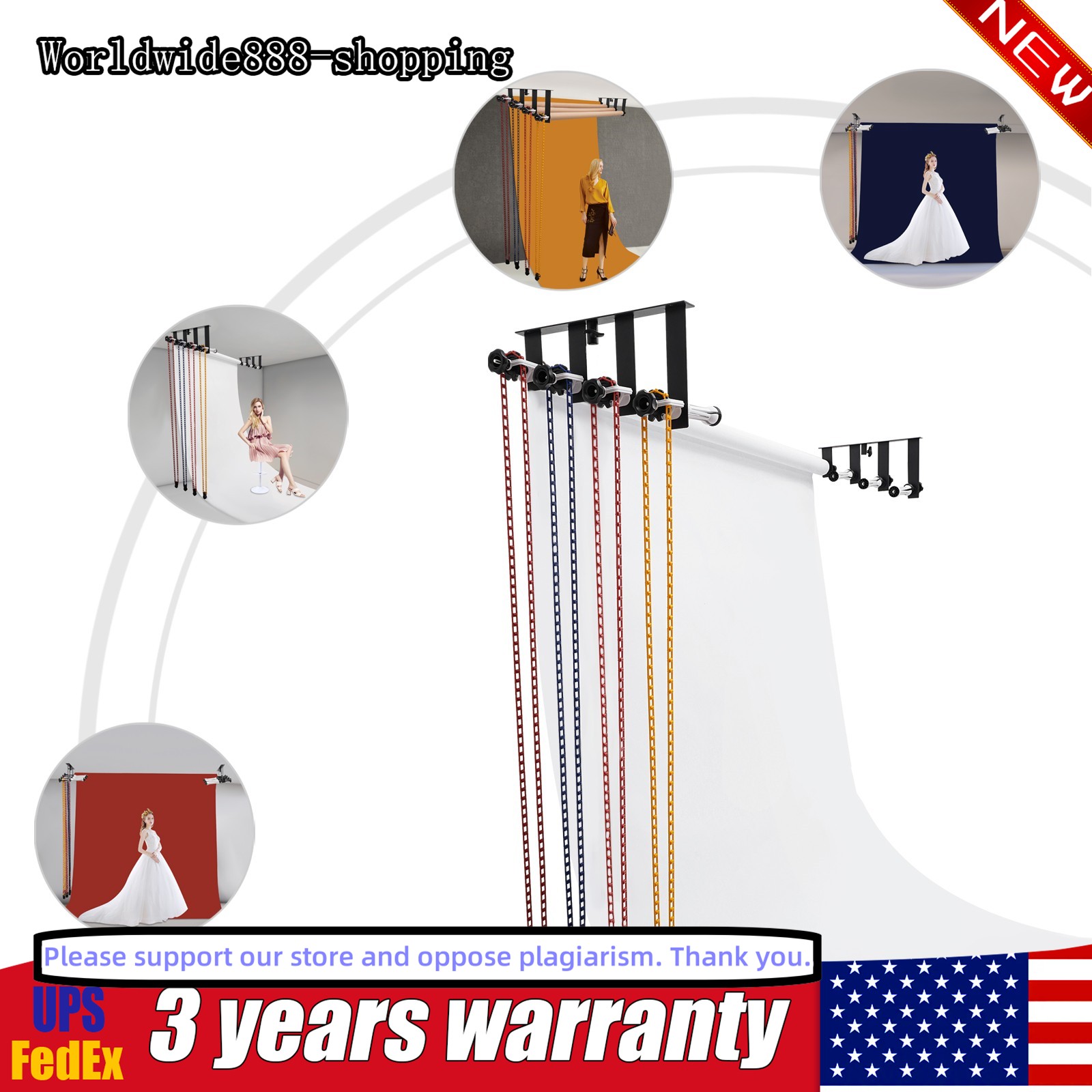 Wall Mount Backdrop Holder 4 Rollers Photography Background Support System New