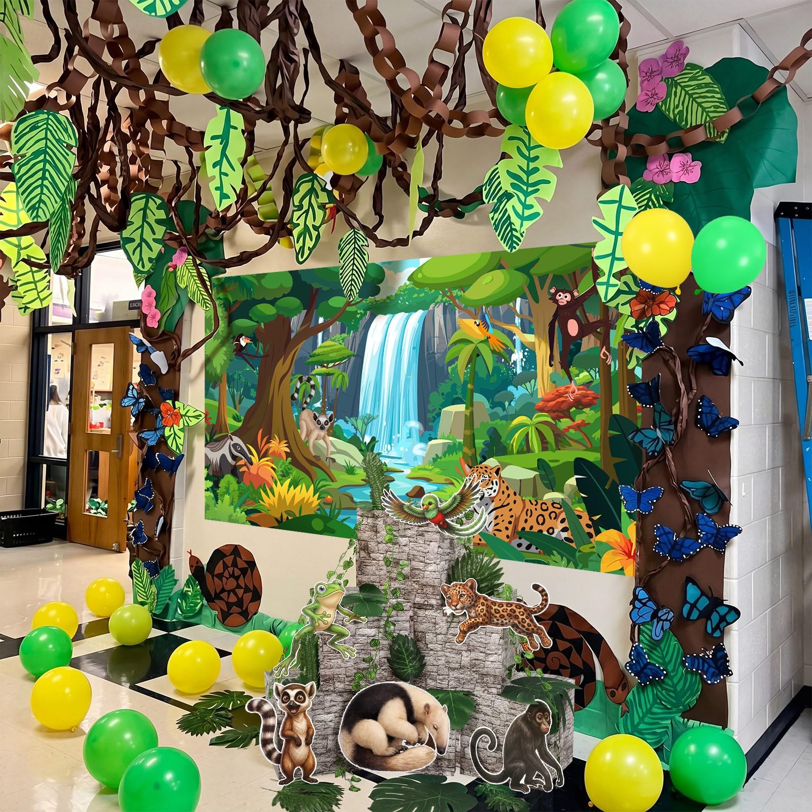 9 x 6 ft Rainforest Theme Backdrop Sets for Vbs Rainforest Decoration Bulk Va…