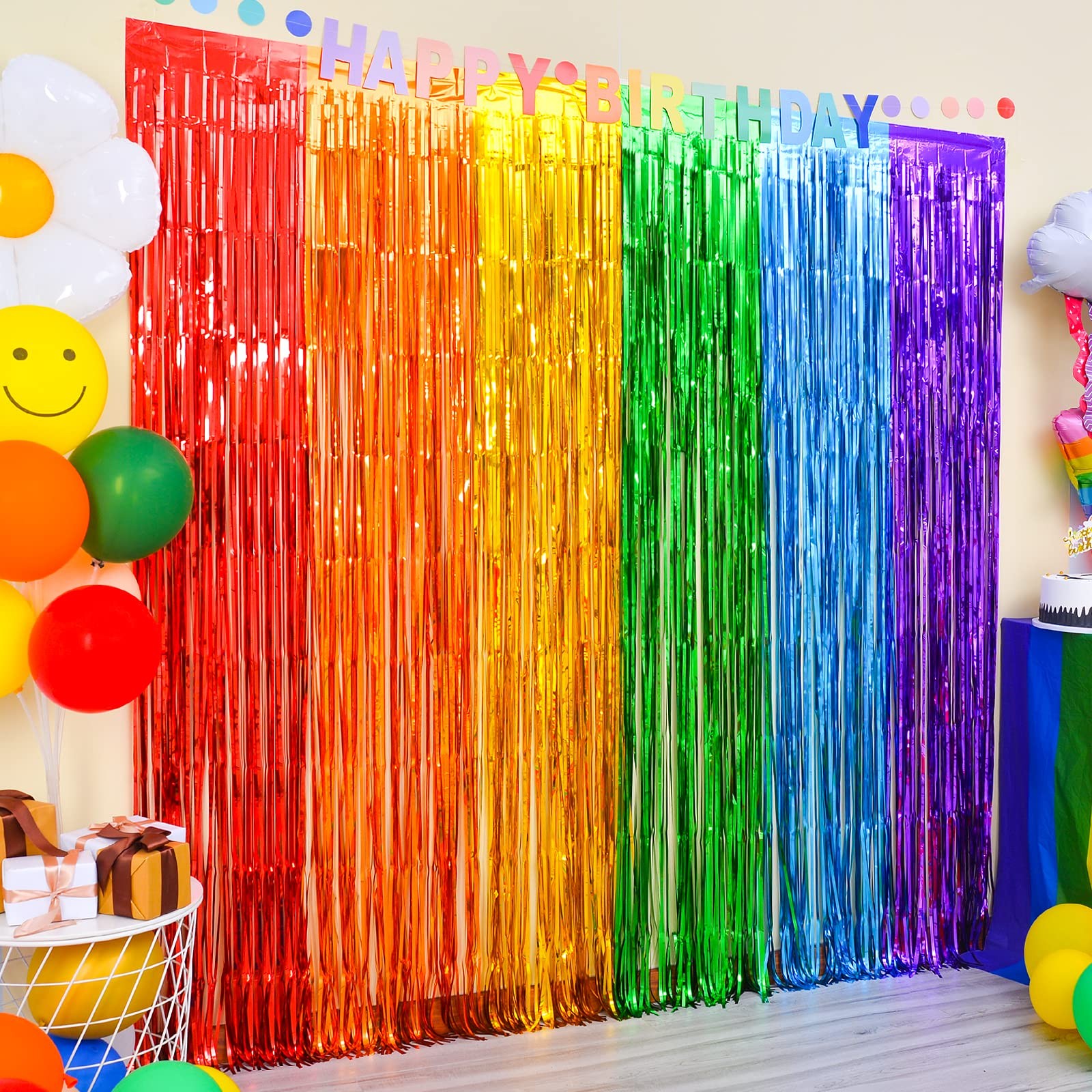 Rainbow Party Decorations, 2 Pack 3.3×6.6ft Pride Decorations, Cartoon Birthd…