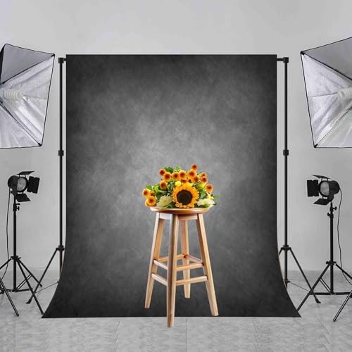 Dark Grey Abstract Backdrop for Photography Vintage Black Headshot 5x7ft