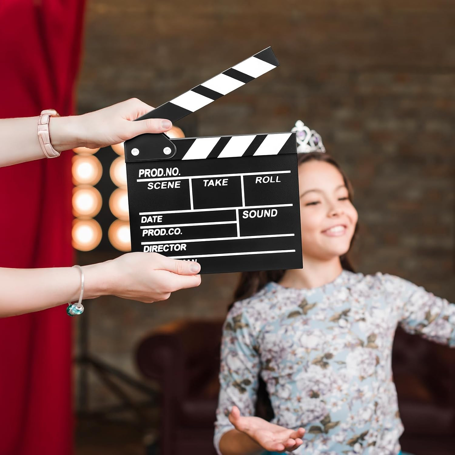 Hollywood Wooden Clapboard with Erasable Pen for Film and Photography Studio