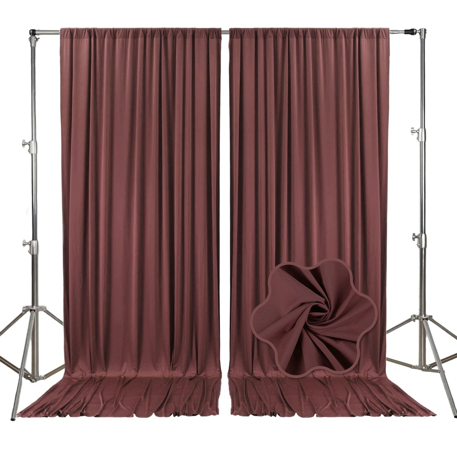 10ft x 7ft Red Brown Backdrop Curtains for Parties, Fabric Satin Background C…