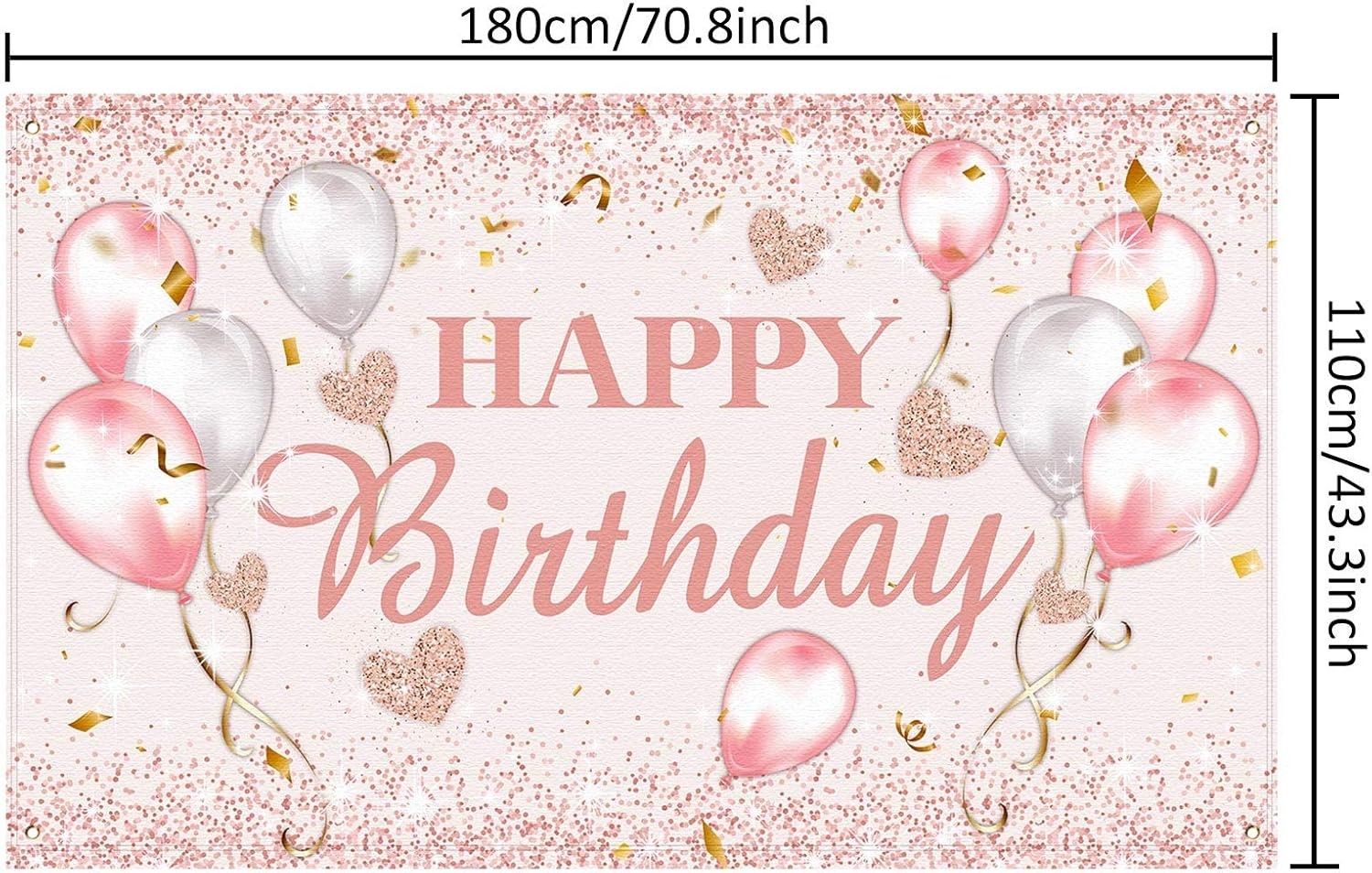 Pink and Rose Gold Happy Birthday Party Decorations Supplies Birthday Party Back