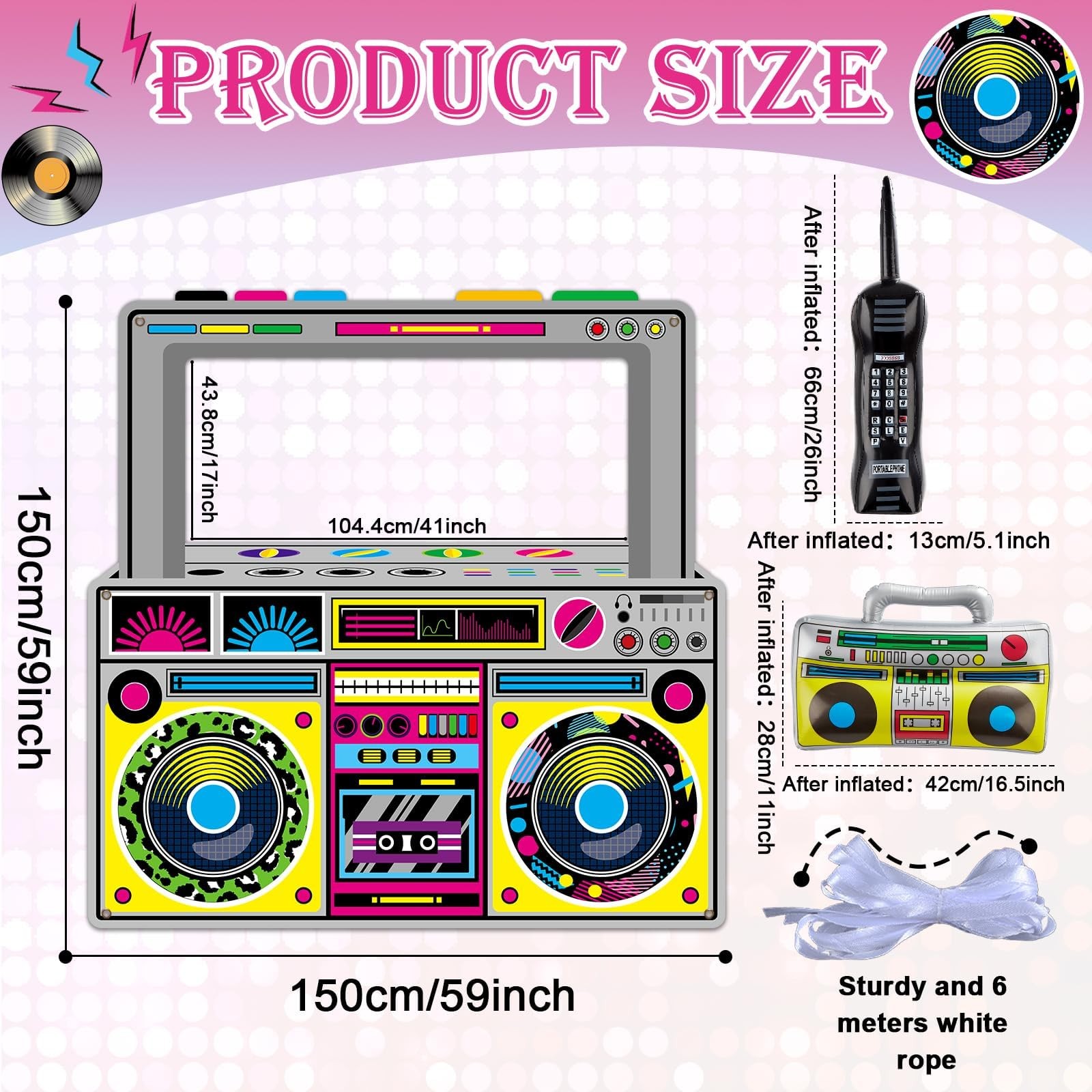 90s 80s Party Decorations Radio Boombox Photo Booth Props Inflatable Radio Bo…