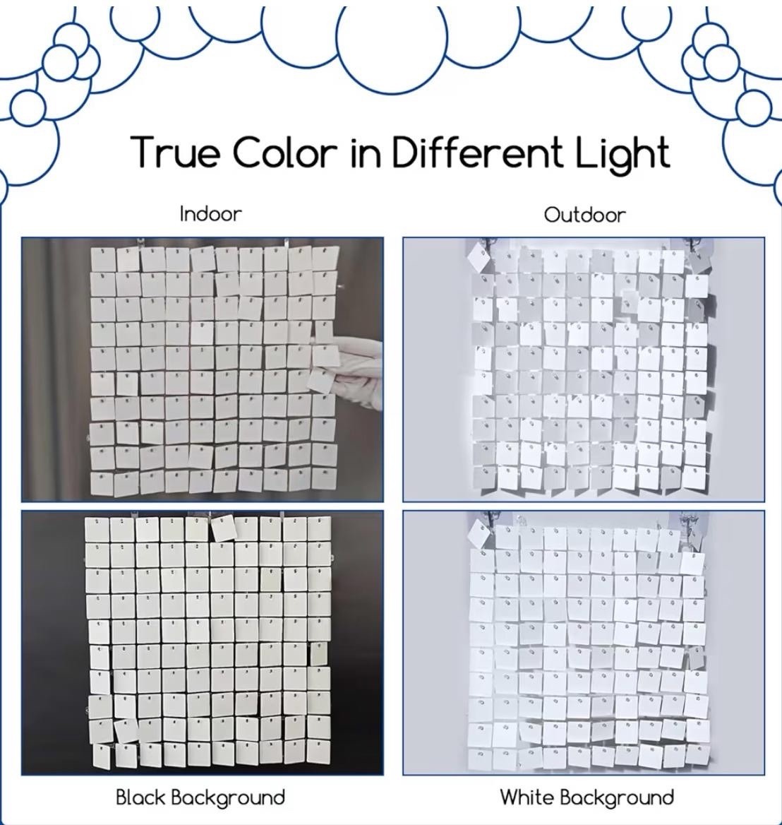 Brand New. LiteGrid Series Sequin Wall Backdrop – 24Pcs Matte White