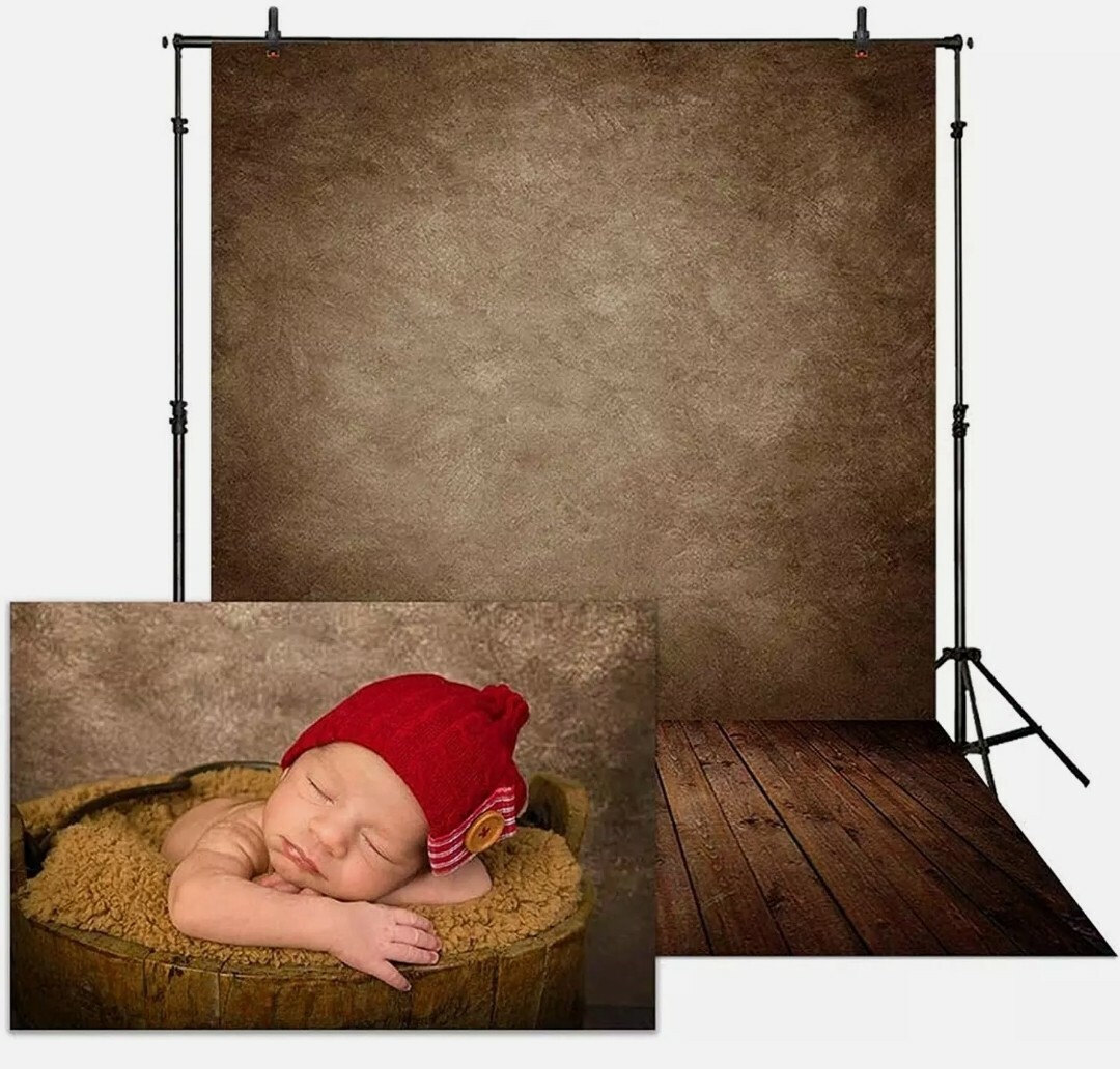 NEW Allenjoy Photography backdrop 5×7 ft. Fabric – Brown Wall w/ Wood Floor