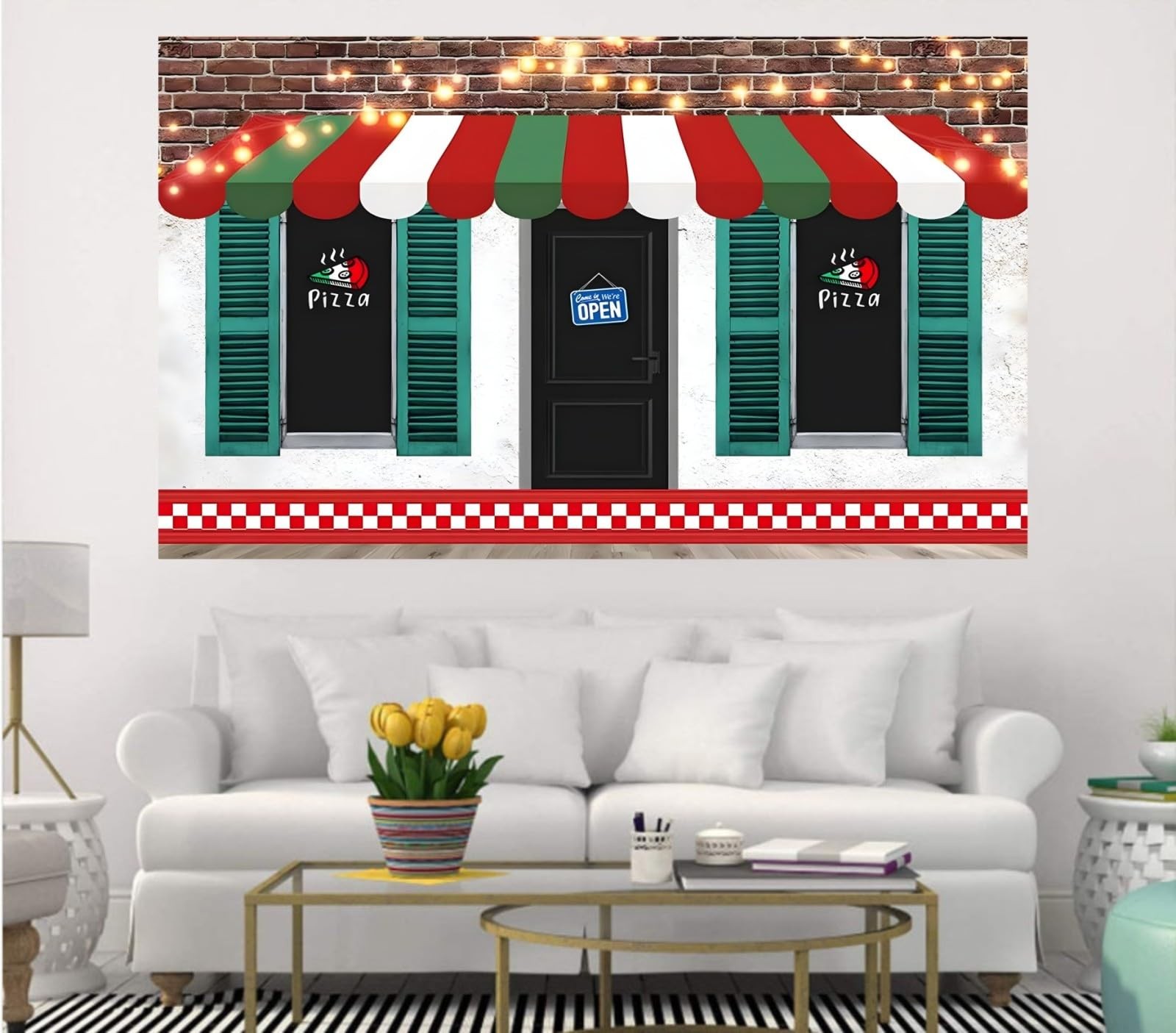Glitter Red Wall Pizzeria Photography Backdrop Birthday 7ft×5ft,