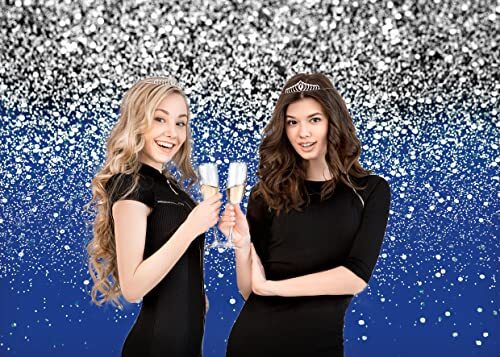 Blue and Silver Backdrop Birthday Backdrop Silver Spots Bokeh 7X5ft Multi