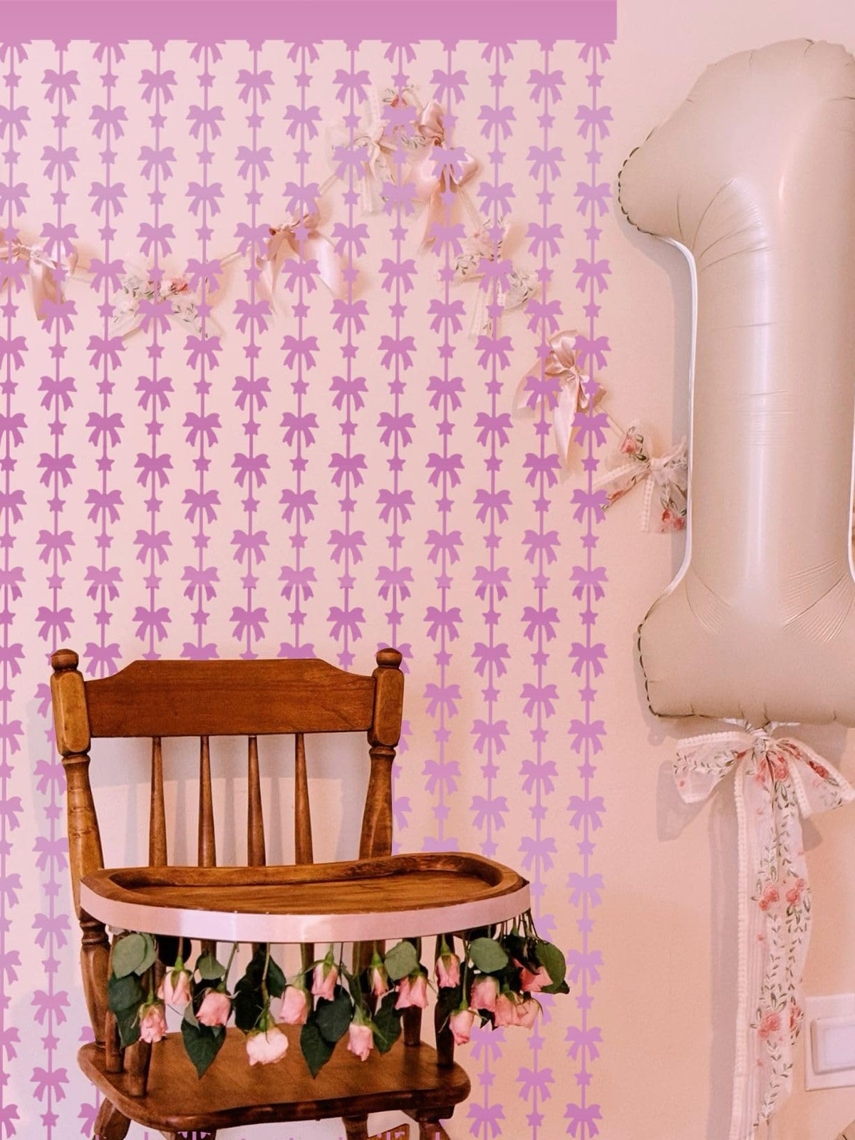 Bow Birthday Party Decorations Bow Foil Fringe Curtains Photo Props Backdrop …
