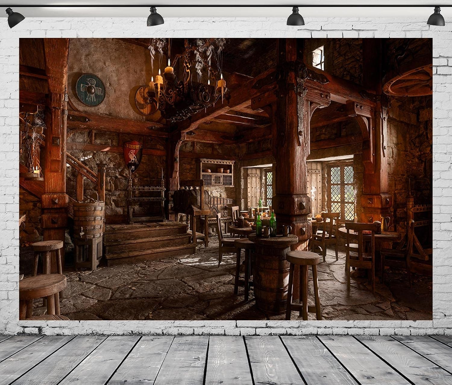 7X5Ft Fabric Medieval Tavern Inn Bar Backdrop for Photography Ancient