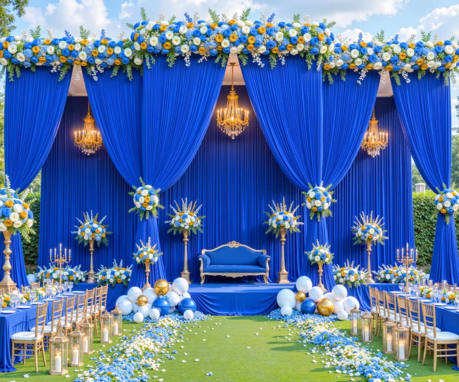 10 Panels Wrinkle Free Royal Blue 50FTx10FT (W5’xH10′, 10 Panels),
