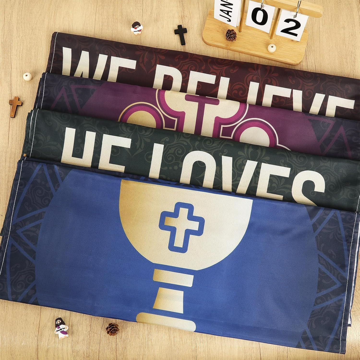 4Pcs Church Banners for Sanctuary Wall Welcome Inspirational Religious Banner…