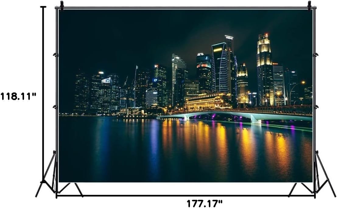 15x10ft Famous City Night View Backdrop High-Rise Building Backdrop Modern Scene