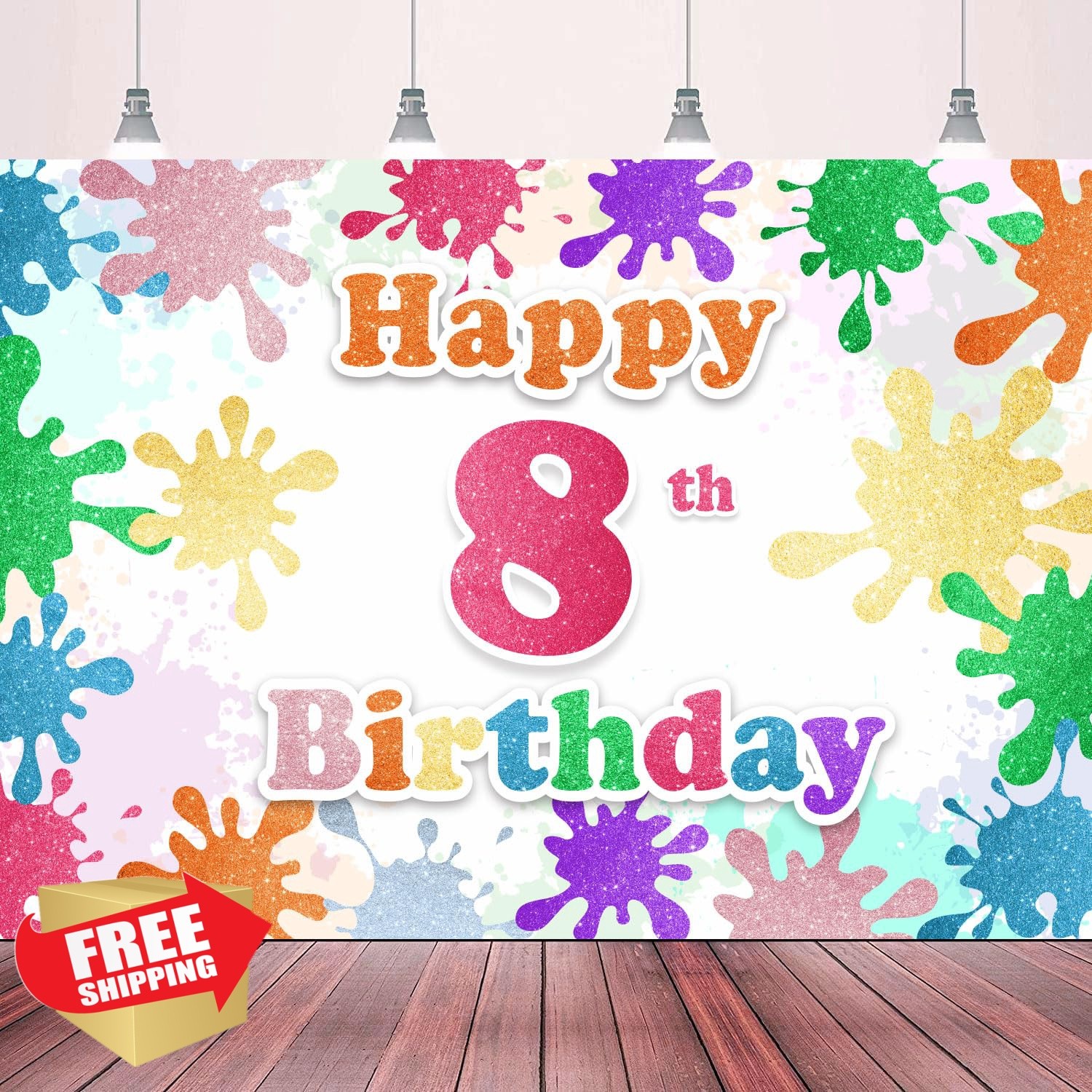 BECKTEN 8th Birthday Backdrop Paint Splash Graffiti Decor