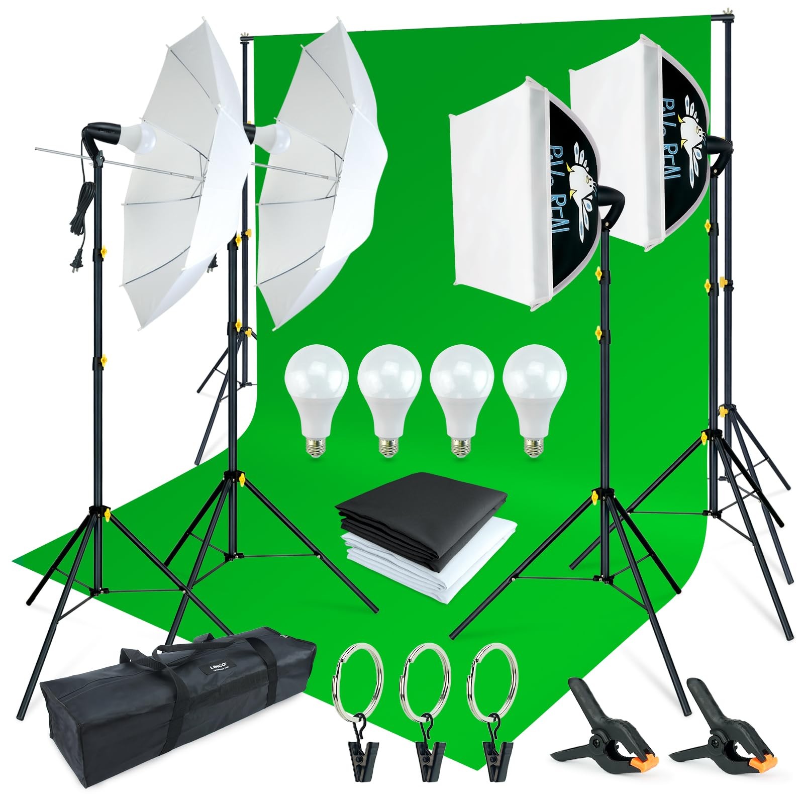 LINCO 6.5ft High 10ft Wide Background Support System, black, white, green