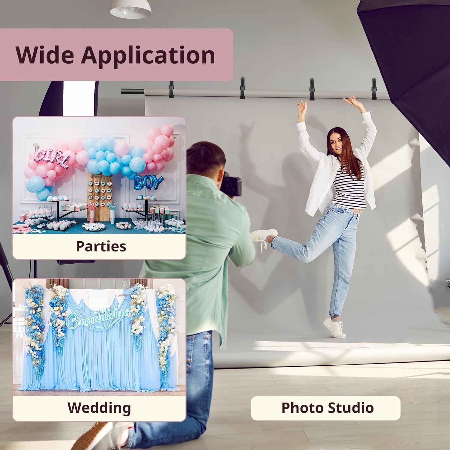 Soporte De Telon De Fondo Para Fiestas Estudio Fotografia 8x5FT Ajustable NEW US