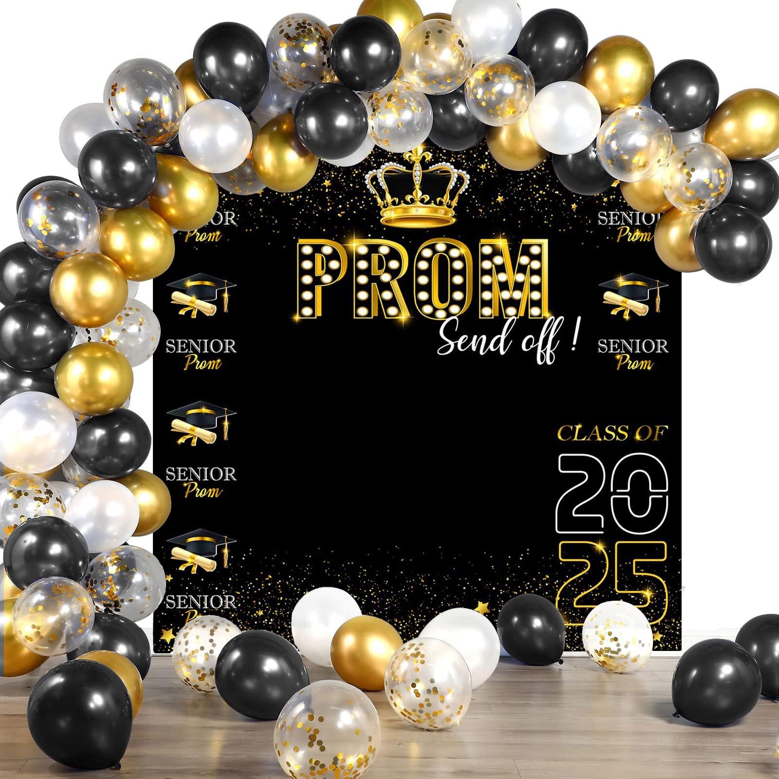 70.8×70.8 Prom 2025 Backdrop, Gold, Congratulations, Graduation Party Bkgd