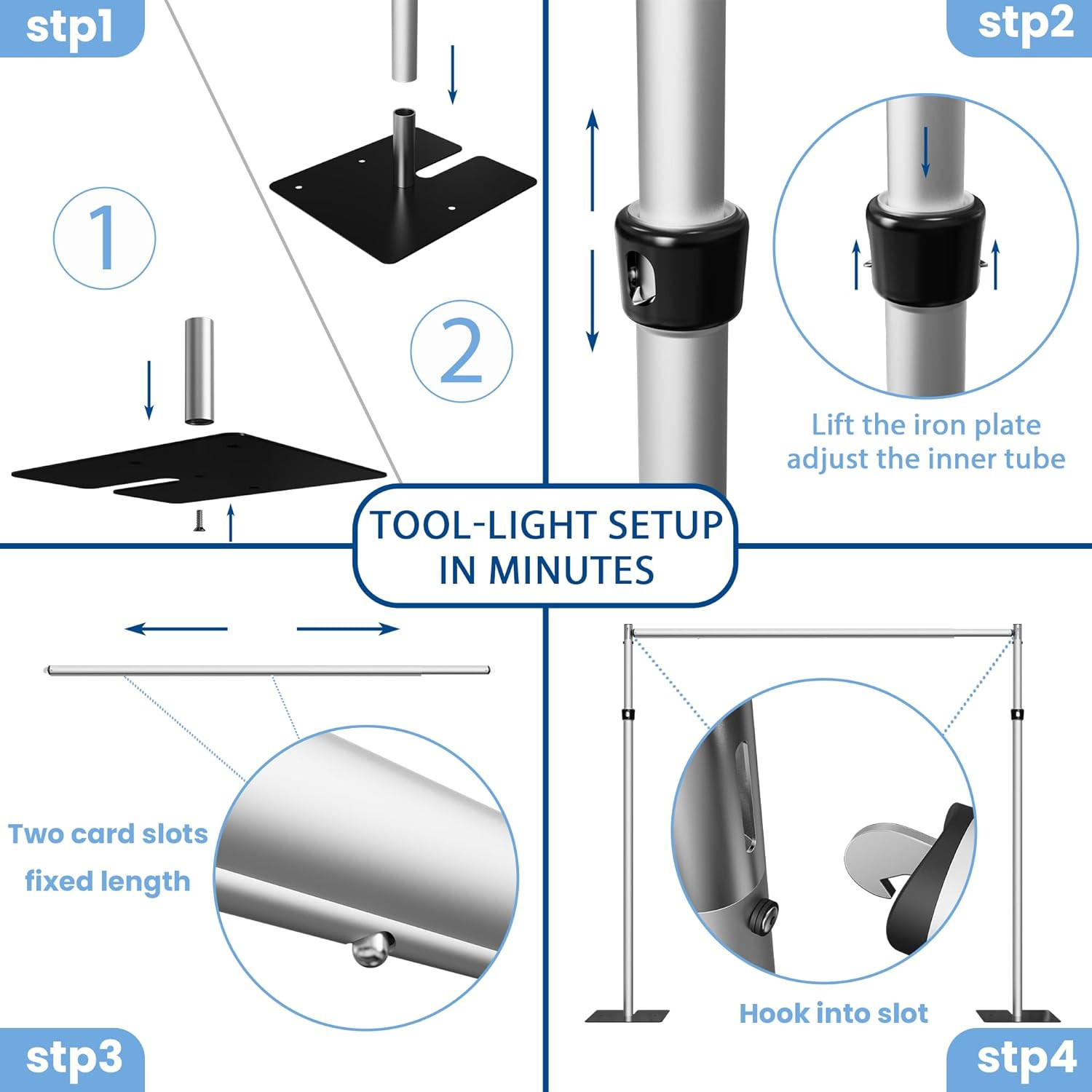 Heavy Duty Backdrop Stand, Adjustable Metal Pipe and Drape Stand for Photography