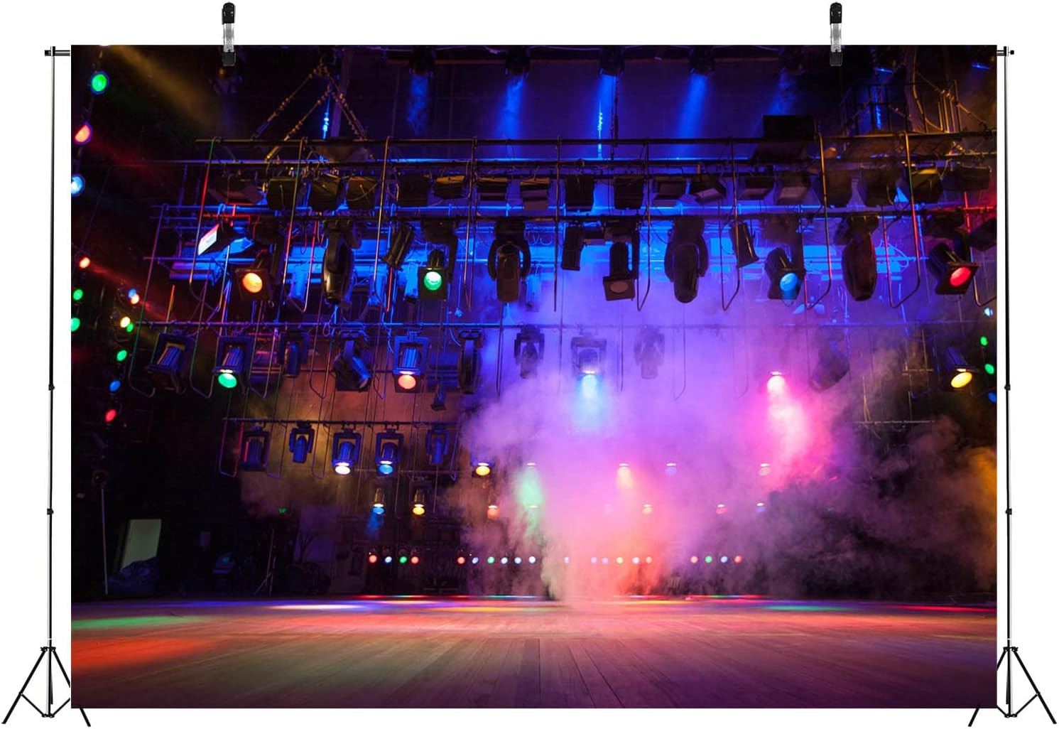 7X5Ft Fabric Music Concert Stage Backdrop for Photography Stage Spotlights Music