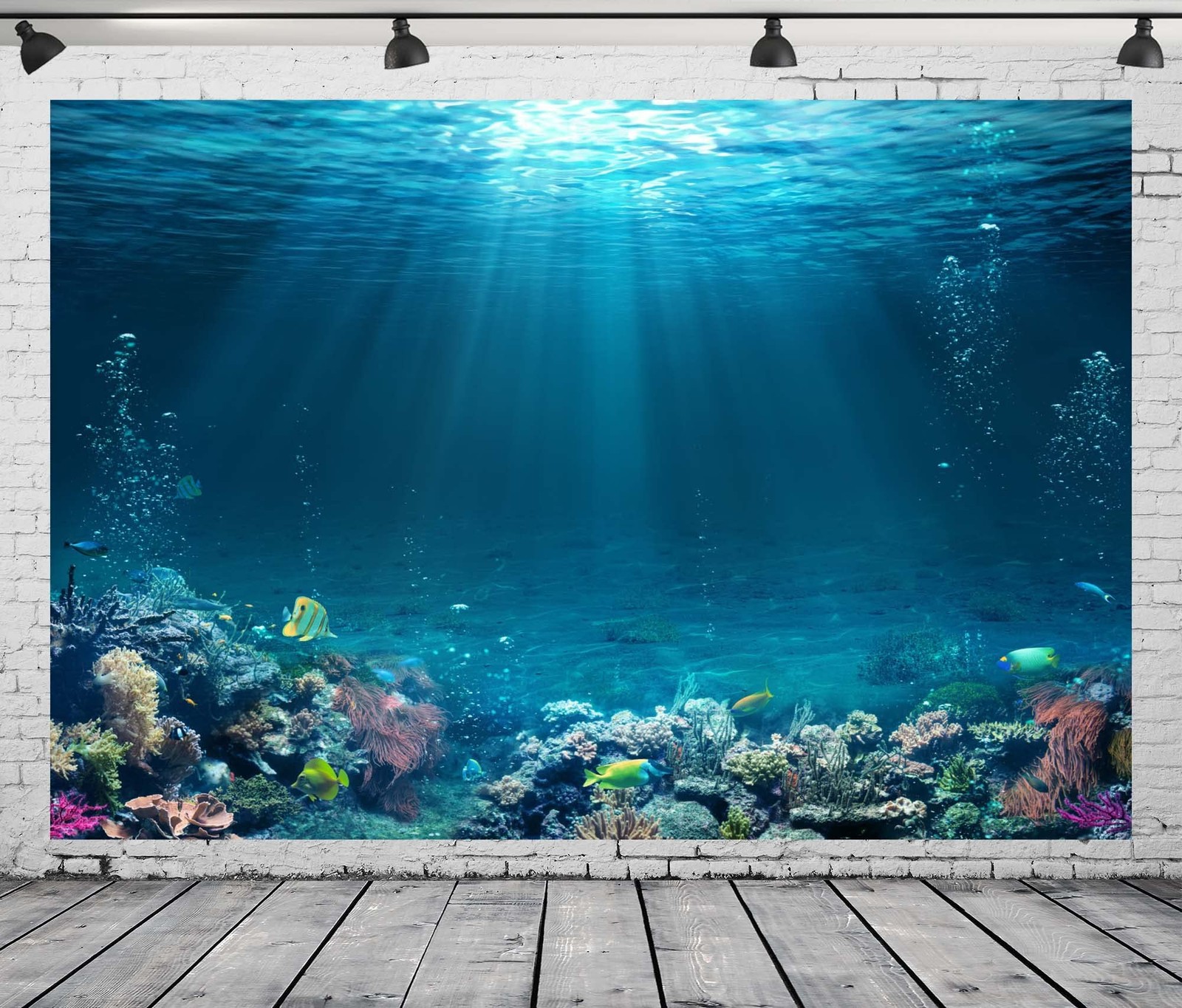 5×3 Foot Fabric Underwater World Tropical Fish Corral Deep Sea Photo Backdrop