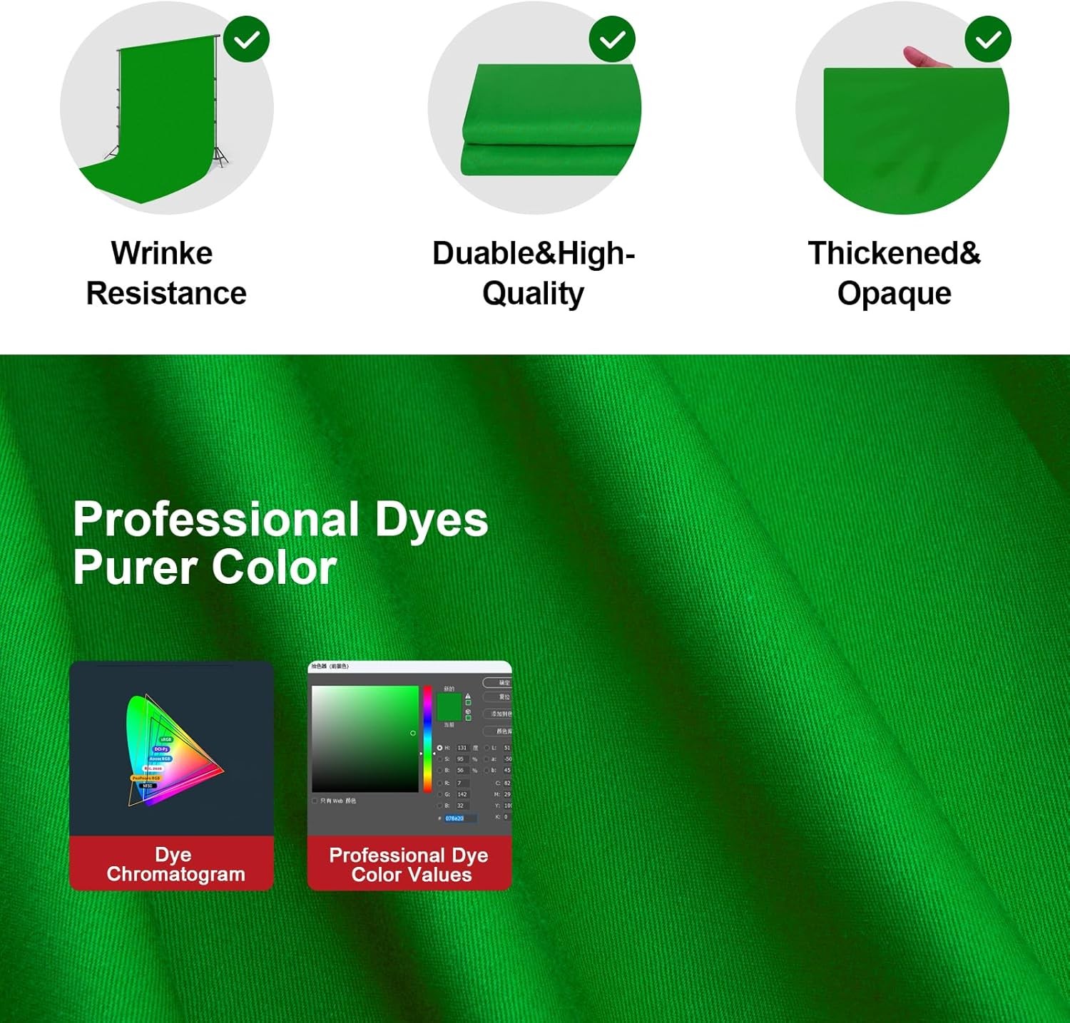 10 Ft x 12 Ft Photography Backdrop Green Screen, Green Screen Non-Reflective