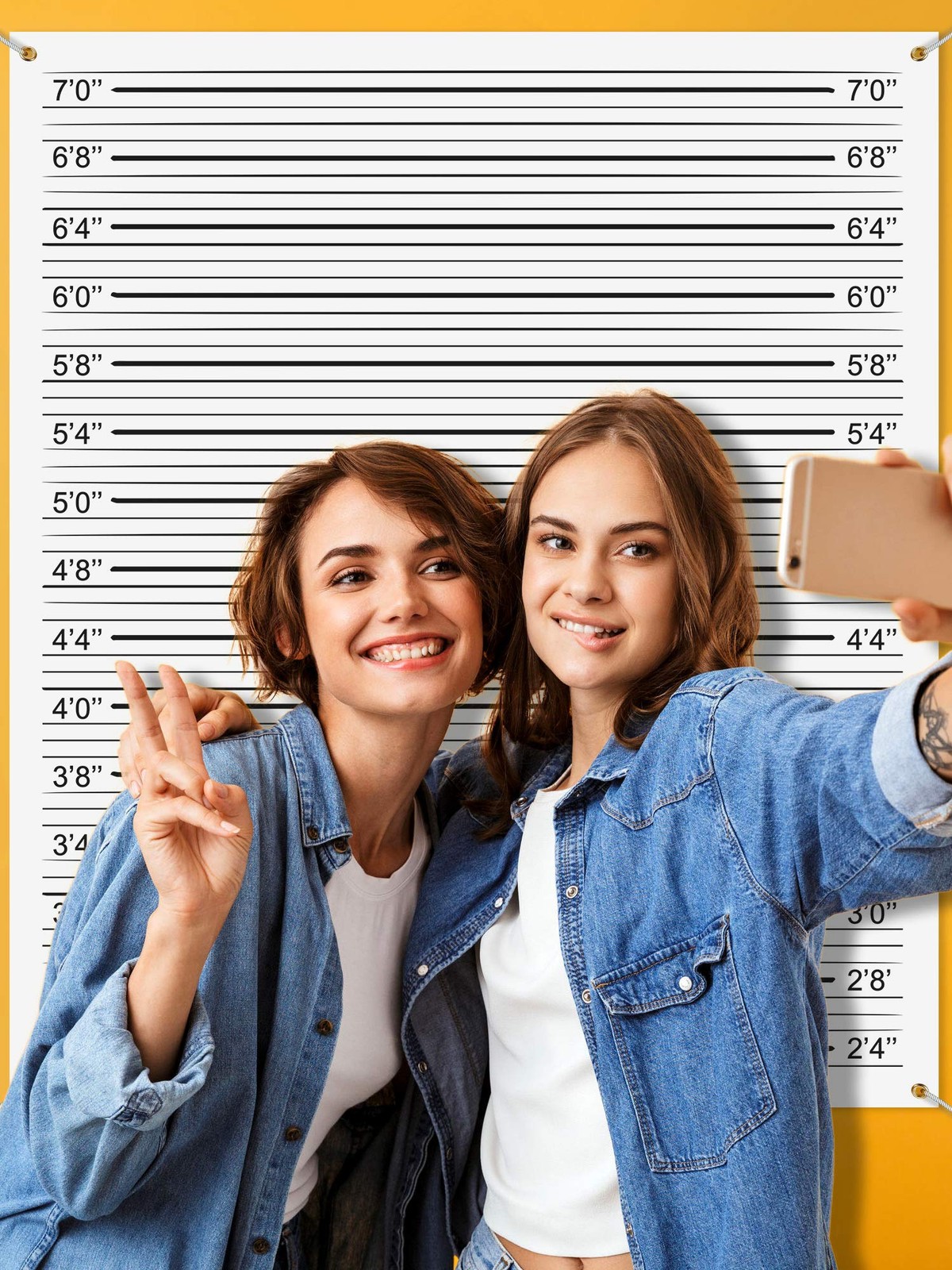 Mugshot Backdrop Photo Booth Banner 4.9 x 4.3 ft, x feet, White
